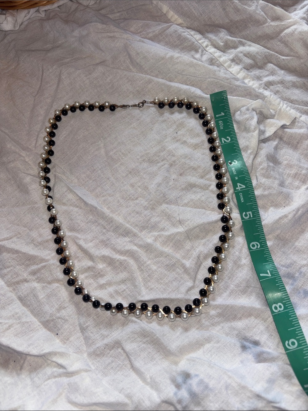 Classic Black and White Beaded with gold accents Women's Necklace